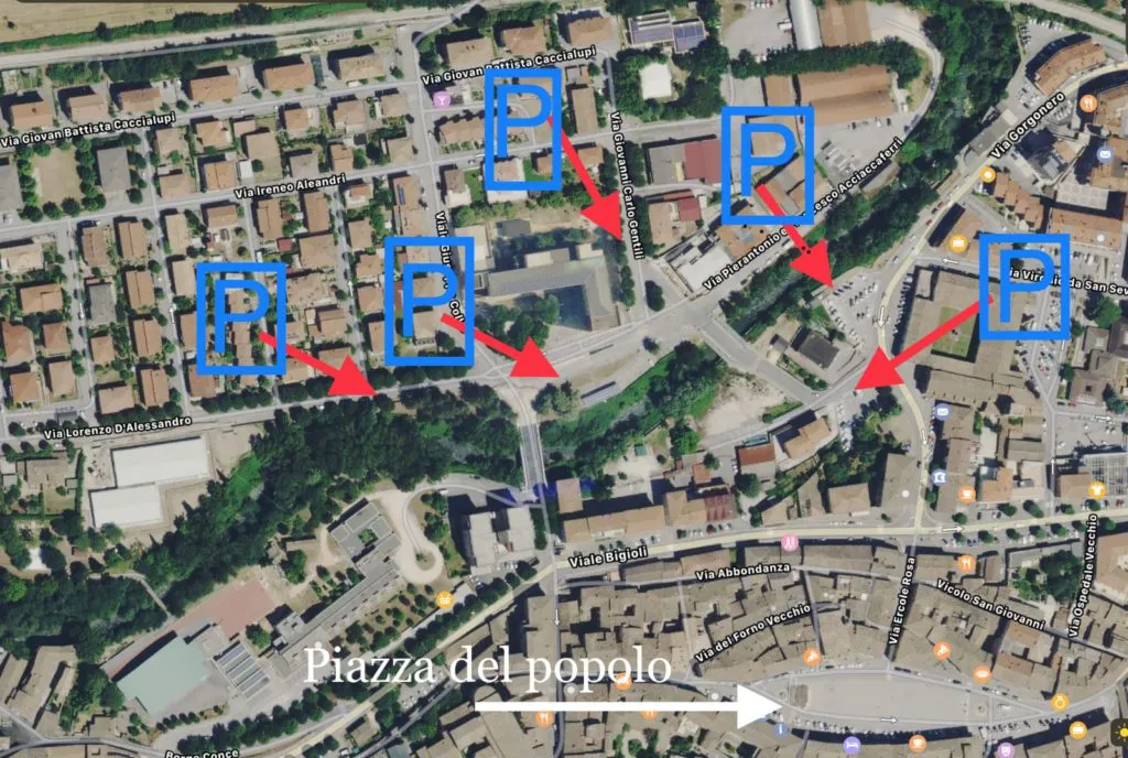 mappa parcheggi cammino dei forti